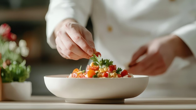 Szef kuchni przygotowujący danie